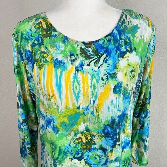 Jean-Pierre Klifa Paris Daphne Dress Women's L Watercolor Floral Stretchy Shift - Picture 2 of 7